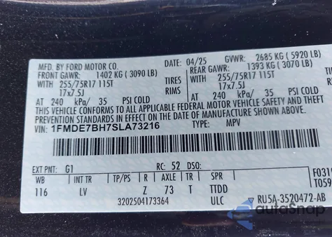 2025 Ford Bronco Big Bend из США, поврежденный, VIN 1FMDE7BH7SLA73216